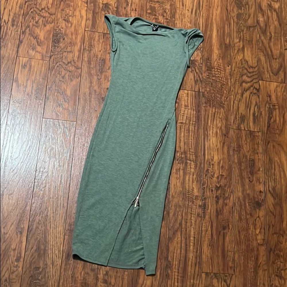 Green midi zipper dress